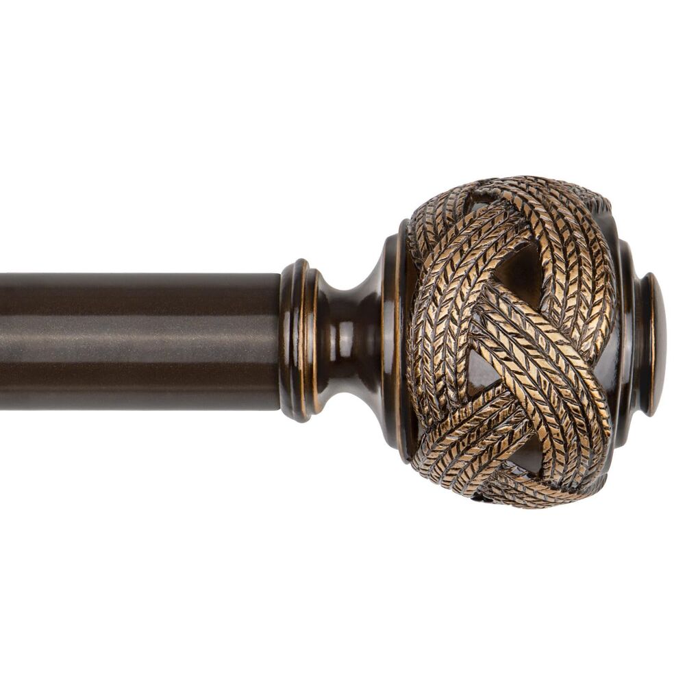 Bronze Curtain Rod 32 to 58 Inches, Curtain Rods, Leaf Finials